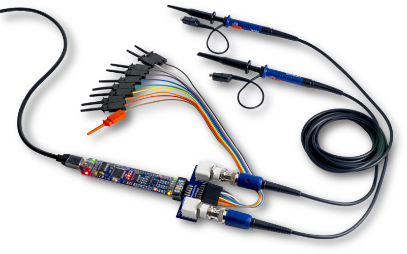 BitScope Micro Raspberry Pi Oscilloscope with Probes and Clips.